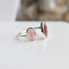 Orange-Pink Tourmaline Flat Cut Ring – 925 Sterling Silver