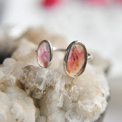 Orange-Pink Tourmaline Flat Cut Ring – 925 Sterling Silver