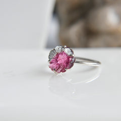 Blue-Pink Bicolor Tourmaline Flower Ring – 925 Sterling Silver