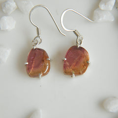 Red-Golden Tourmaline Petite Drop Earrings โ 925 Sterling Silver