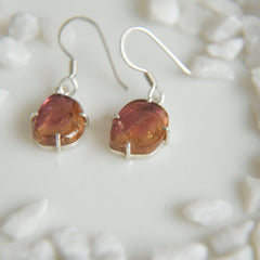 Red-Golden Tourmaline Petite Drop Earrings โ 925 Sterling Silver