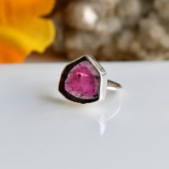 Tourmaline Watermelon Slice Ring โ 925 Sterling Silver