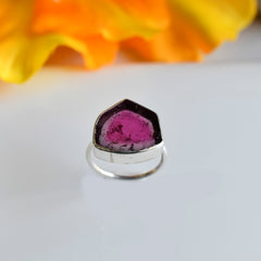 Tourmaline Watermelon Slice Ring โ 925 Sterling Silver