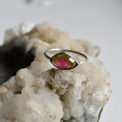 Bicolor Tourmaline Pink Ring โ 925 Sterling Silver