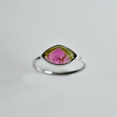 Bicolor Tourmaline Pink Ring โ 925 Sterling Silver