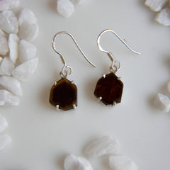 Red-Golden Tourmaline Round Slice Earrings – 925 Sterling Silver