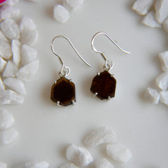 Red-Golden Tourmaline Round Slice Earrings – 925 Sterling Silver