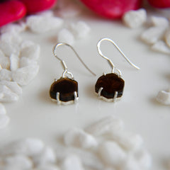 Red-Golden Tourmaline Round Slice Earrings – 925 Sterling Silver