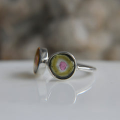 Watermelon Tourmaline Open Ring โ 925 Sterling Silver