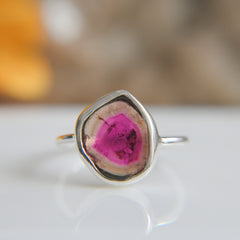Watermelon Tourmaline Ring (Big β Red-Yellow/Green) β 925 Sterling Silver