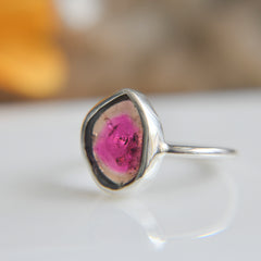 Watermelon Tourmaline Ring (Big β Red-Yellow/Green) β 925 Sterling Silver
