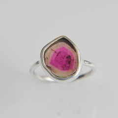 Watermelon Tourmaline Ring (Big β Red-Yellow/Green) β 925 Sterling Silver