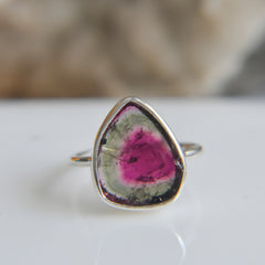 Watermelon Tourmaline Ring (Red-Green) – 925 Sterling Silver
