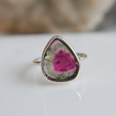 Watermelon Tourmaline Ring (Red-Green) – 925 Sterling Silver