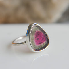 Watermelon Tourmaline Ring (Red-Green) – 925 Sterling Silver