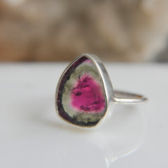 Watermelon Tourmaline Ring (Red-Green) – 925 Sterling Silver