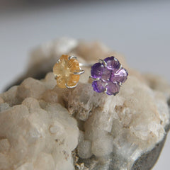 Amethyst & Citrine Flower Ring – 925 Sterling Silver