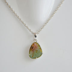 Blue & Pink Tourmaline Slice Pendant with Earthy Inclusions โ 925 Sterling Silver