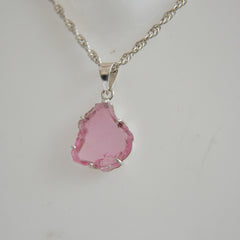 Light Pink Tourmaline Slice Pendant – 925 Sterling Silver