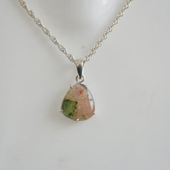 Peach & Green Tourmaline Slice Pendant – 925 Sterling Silver