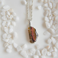 Long Multicolor Tourmaline Slice Pendant – 925 Sterling Silver