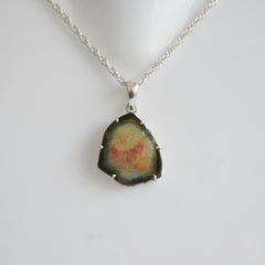 Tri-Color Tourmaline Slice Pendant – 925 Sterling Silver
