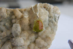 Green & Pink Tourmaline Slice Pendant – 925 Sterling Silver