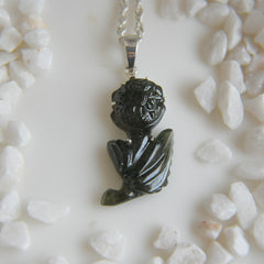 Hand-Carved Tourmaline Flower Pendant โ 925 Sterling Silver