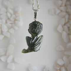 Hand-Carved Tourmaline Flower Pendant โ 925 Sterling Silver