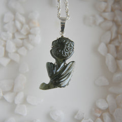 Hand-Carved Tourmaline Flower Pendant โ 925 Sterling Silver