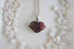 Carved Tourmaline Heart Pendant โ 925 Sterling Silver