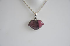 Carved Tourmaline Heart Pendant โ 925 Sterling Silver
