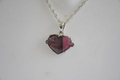 Carved Tourmaline Heart Pendant โ 925 Sterling Silver