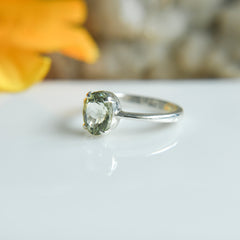 Natural Light Green Tourmaline Oval Cut Ring – 925 Sterling Silver