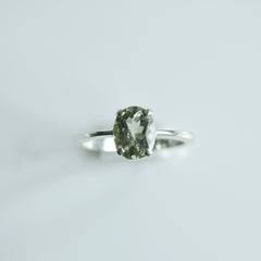 Natural Light Green Tourmaline Oval Cut Ring – 925 Sterling Silver