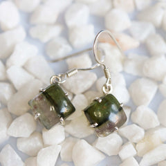 925 Sterling Silver Bi-Colour Tourmaline Cabochon Earrings