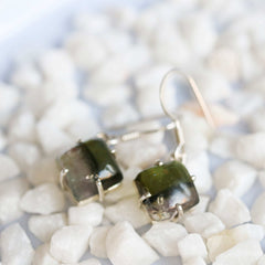 925 Sterling Silver Bi-Colour Tourmaline Cabochon Earrings