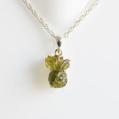 Hand-Carved Pineapple Pendant in 925 Sterling Silver