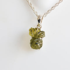 Hand-Carved Pineapple Pendant in 925 Sterling Silver