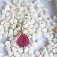 Pink Tourmaline Teardrop Pendant – 925 Sterling Silver