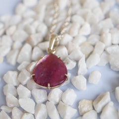 Pink Tourmaline Teardrop Pendant – 925 Sterling Silver