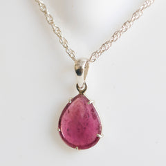 Pink Tourmaline Teardrop Pendant – 925 Sterling Silver