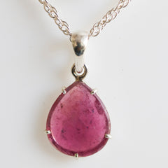 Pink Tourmaline Teardrop Pendant – 925 Sterling Silver