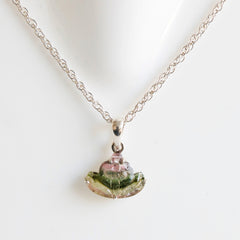 Carved Watermelon Tourmaline Lotus Pendant – 925 Sterling Silver