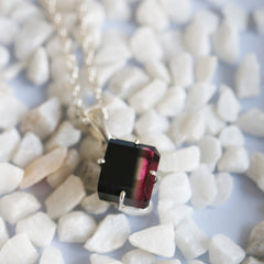 Black & Pink Bi-Color Tourmaline Pendant โ 925 Sterling Silver