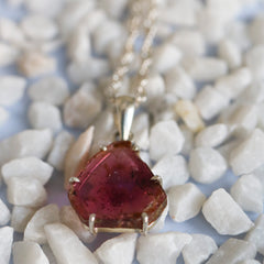 Natural Pink Tourmaline Slice Pendant – 925 Sterling Silver