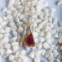 Pink & White “Conch” Watermelon Tourmaline Slice Pendant – 925 Sterling Silver