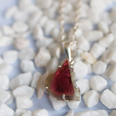 Pink & White “Conch” Watermelon Tourmaline Slice Pendant – 925 Sterling Silver