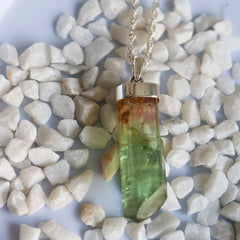 Bi-Color Pink & Green Tourmaline Pencil Pendant โ 925 Sterling Silver