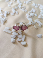 Pink Tourmaline Butterfly Ring (White Inside) โ 925 Sterling Silver